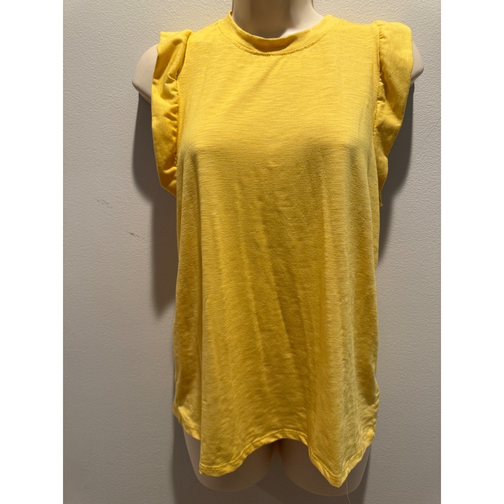 78 & Sunny Bright Yellow Shirt Ruffle Sleeveless Top Size Small